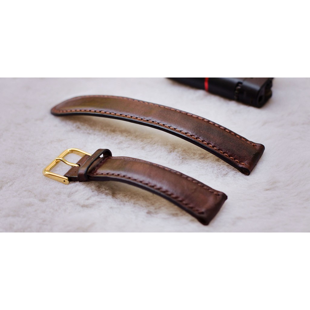 Dây đồng hồ nam handmade da bò màu nâu Mino Crafts DA0425