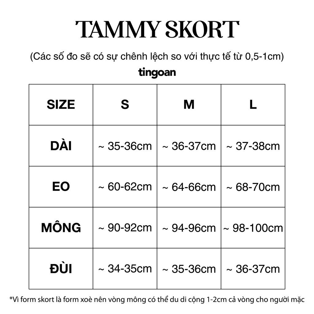 Quần váy cạp cao xếp ly xòe trắng TAMMY SKORT/WH