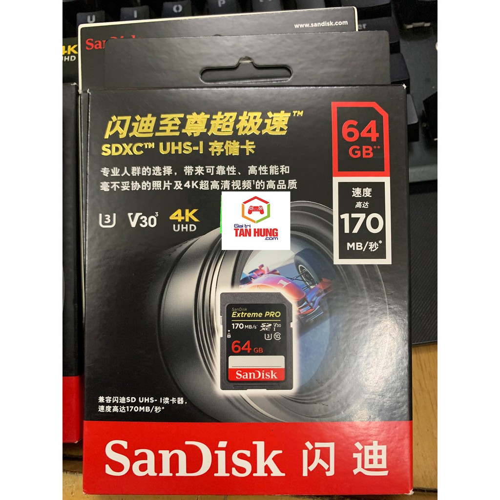 Thẻ nhớ SanDisk Extreme PRO SDXC 32Gb 64Gb UHS-I U3 4K V30 170MB/s - Model 2019 Hàng Công ty | BigBuy360 - bigbuy360.vn