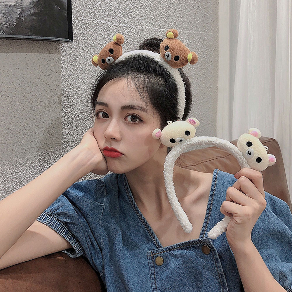 Băng đô trang điểm trang trí gấu bông xinh xắn