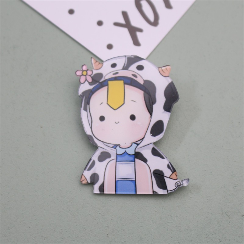 Sticker cài , phụ kiện balo túi mũ nón hình bò sữa siêu cute