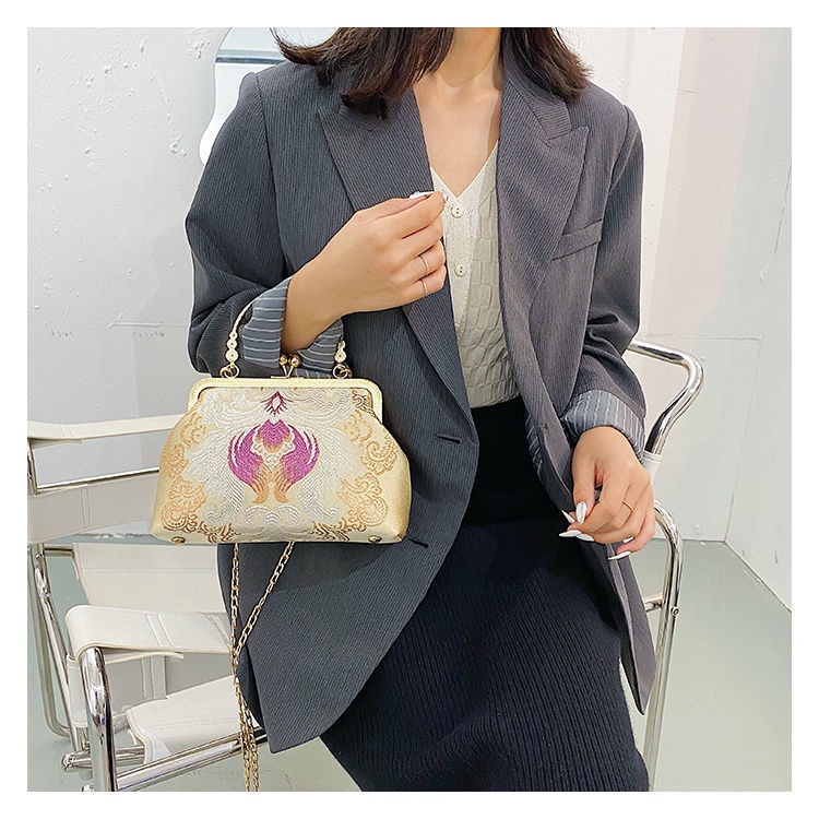 Túi xách HAPPY HOMLIV họa tiết dân tộc phong cách retro cho nữ