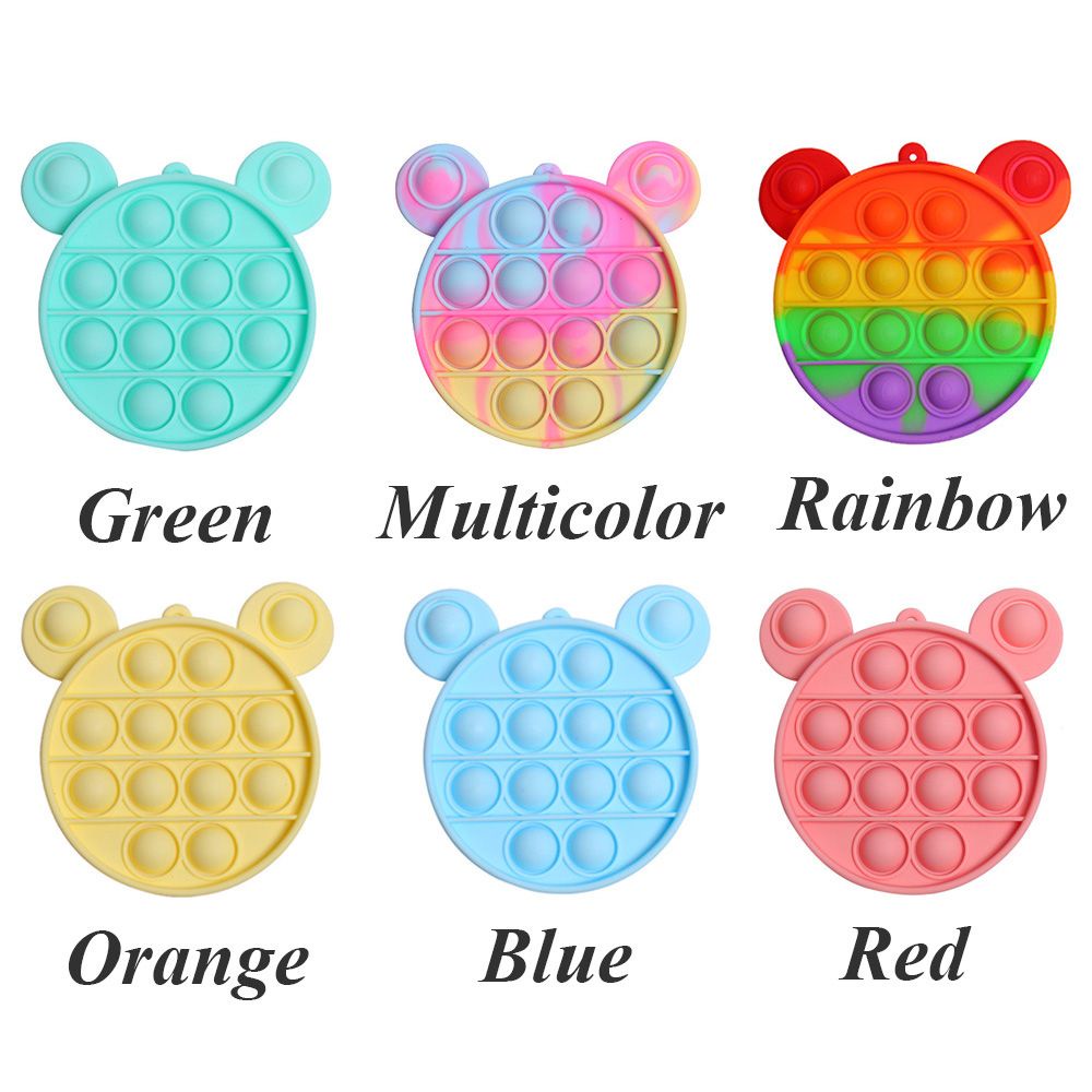 Ví đựng tiền bằng silicon màu cầu vồng dạng đồ chơi nhấn bong bóng giảm căng thẳng có móc khóa tiện lợi