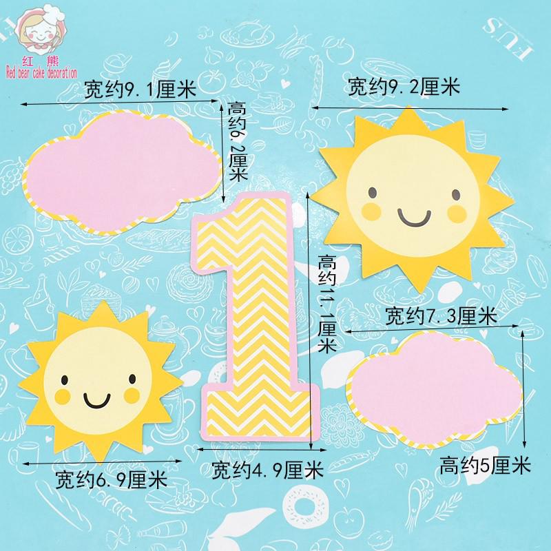 Set que cắm số 1 + mặt trời + mây hồng