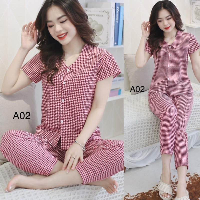 Bộ mặc nhà, đồ bộ mặc nhà nữ, chất vải lụa hàn mềm mát, không nhăn đủ size theo số đo