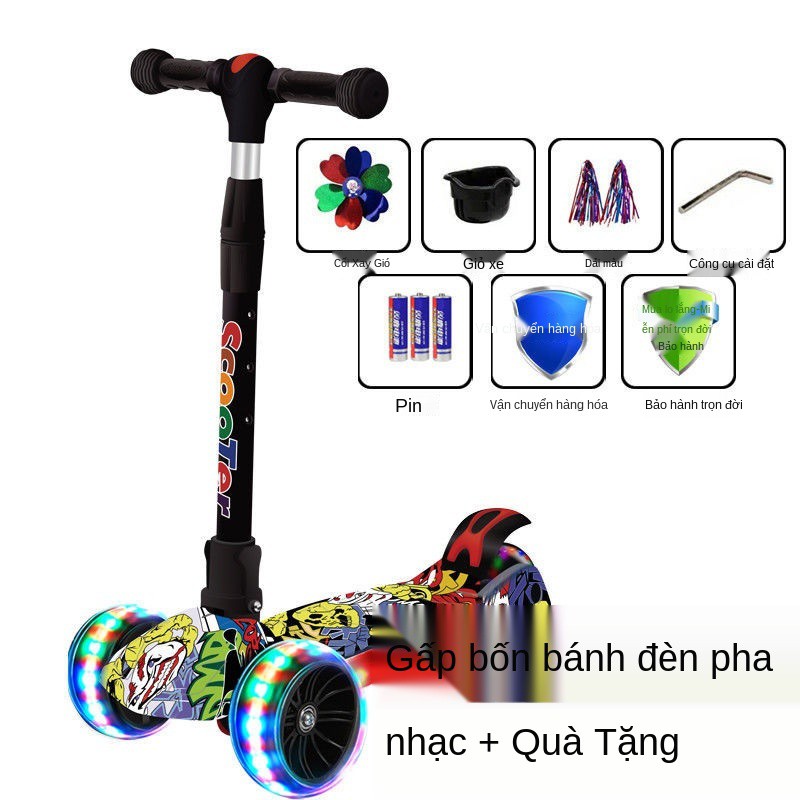 xe tay ga trẻ em 1-2-3-6-8-14 tuổi yo-yo ô tô bé trai và gái đơn