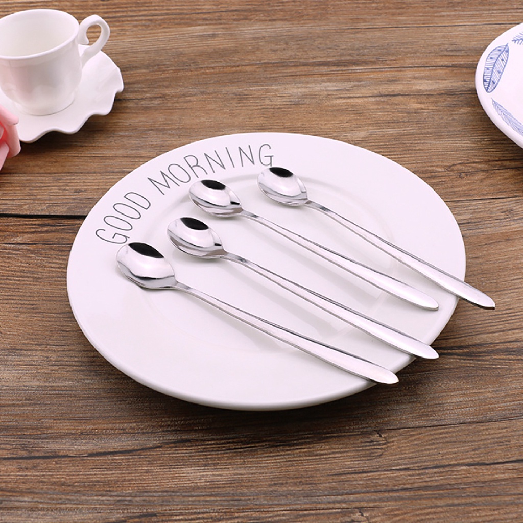 Set 2 Muỗng Cà Phê Cán Dài Bằng Thép Không Gỉ
