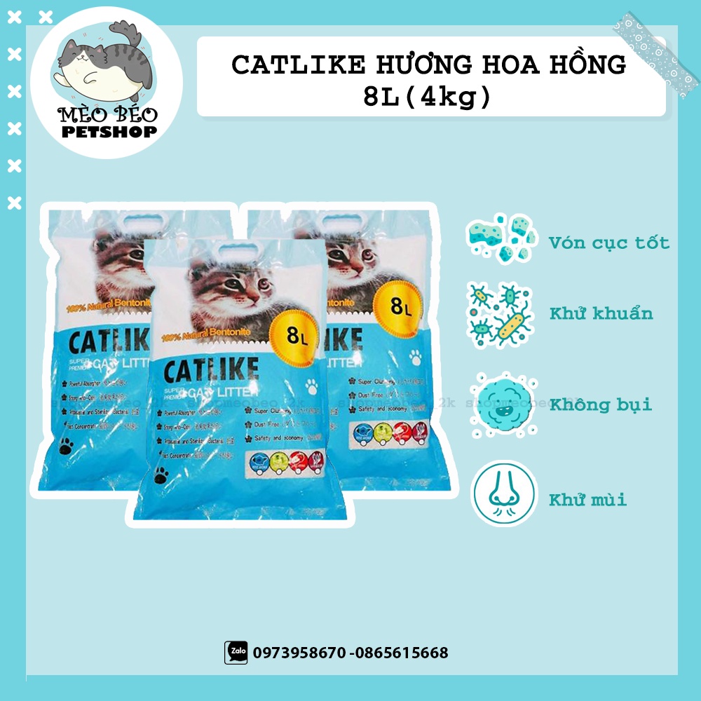 Cát vệ sinh cho mèo Cat Litter - Cát mèo vệ sinh khử mùi diệt khuẩn Catlike 8l