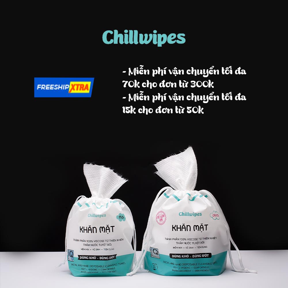 Khăn mặt khô Chillwipes dùng 1 lần lau khô, lau ướt - Giấy lau mặt dùng một lần