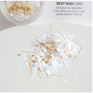 Hũ cánh hoa trang trí nail màu trắng và màu ab