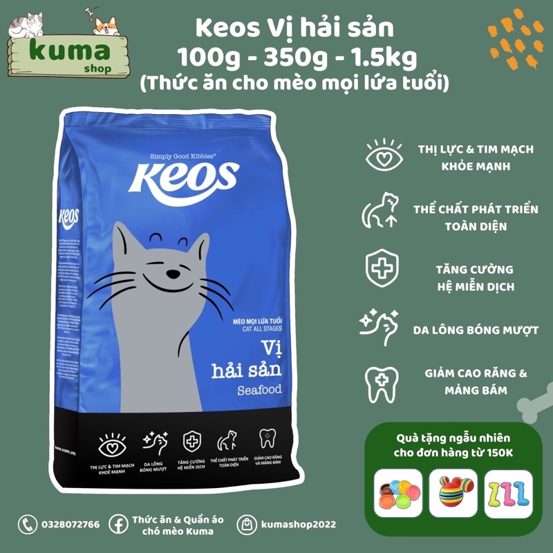 Thức Ăn Hạt Cho Mèo Keos 350g