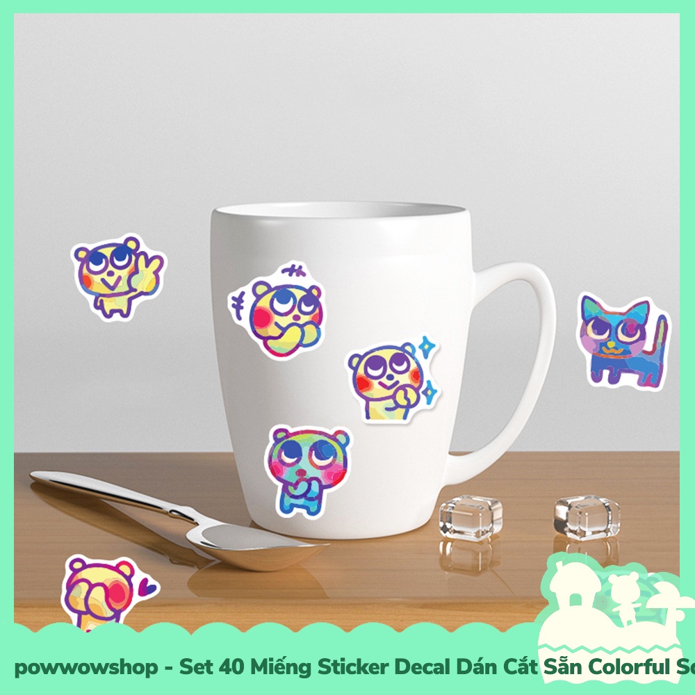 [Sẵn VN - Hỏa Tốc] Set 40 Miếng Sticker Decal Cắt Sẵn DIY Dán Trang Trí Vật Dụng Mẫu Colorful Squirrel Funny Cool Warm