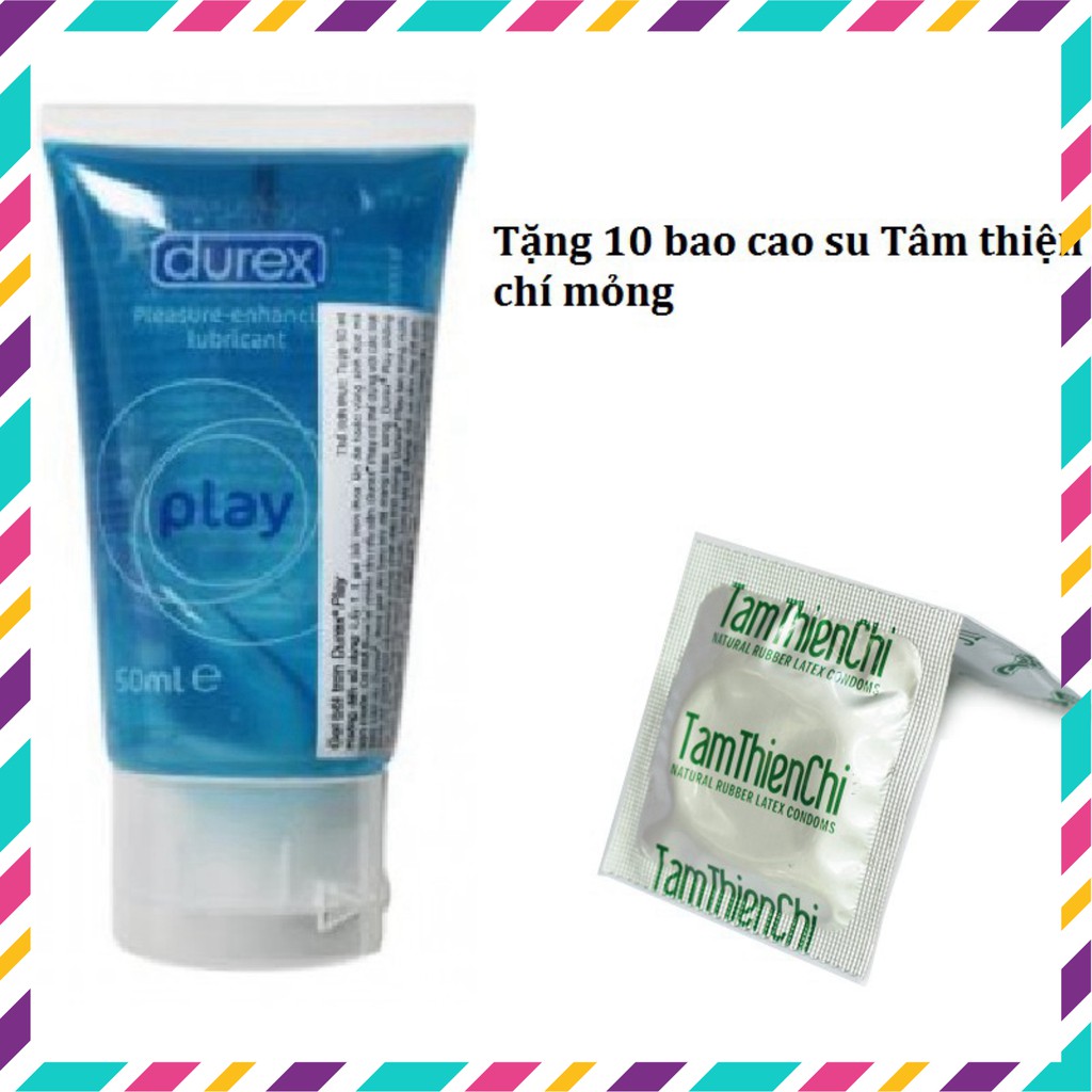 [CHỈ BÁN GIÁ SỈ]  Gel bôi trơn Durex Play 50ml tặng 10 bao cao su Tâm Thiện Chí siêu mỏng