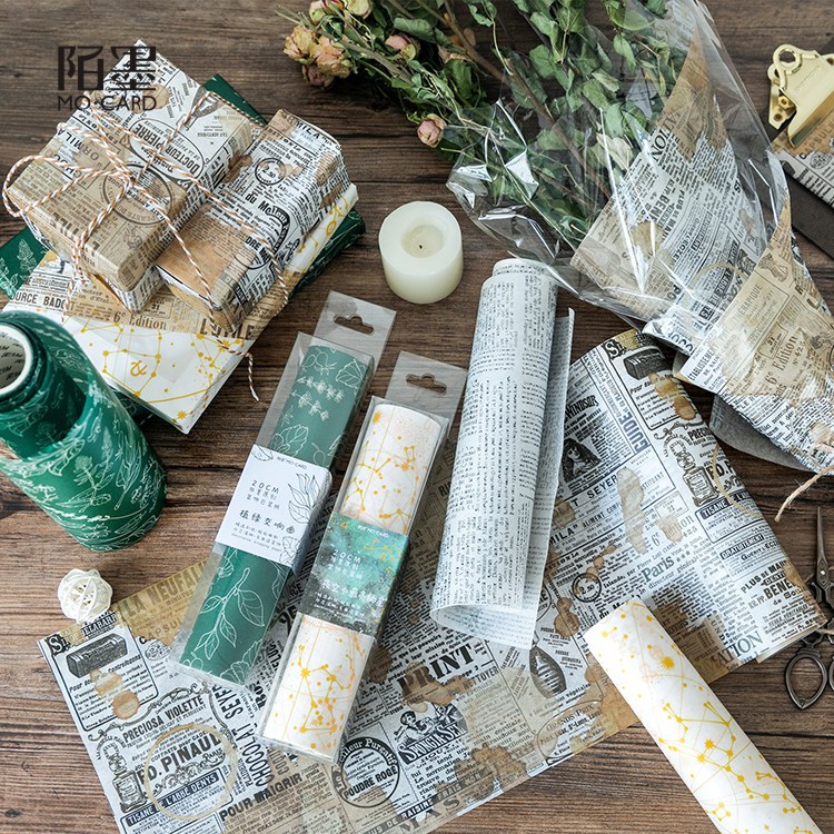 Bukavn Cuộn washi tape khổ lớn phong cách vintage, phụ kiện trang trí sổ bullet journal KT 10cm x 5 mét