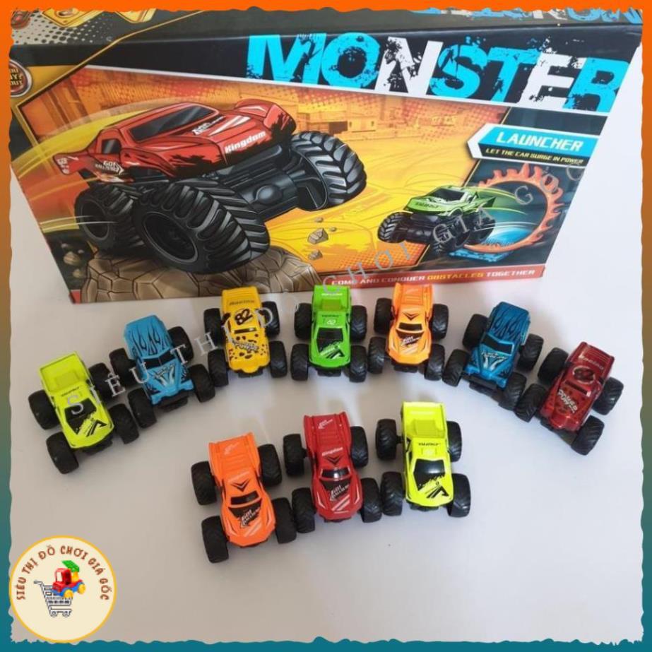Hộp 12 xe ô tô sắt, xe quái xế monster đồ chơi chạy bánh đà siêu nhanh, siêu bền