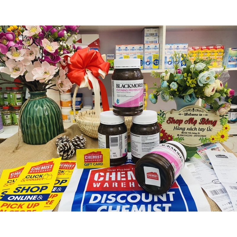 Combo đẹp da tinh dầu hoa anh thảo và mầm đậu nành Blackmores Evening Primrose Oil Úc 190 viên