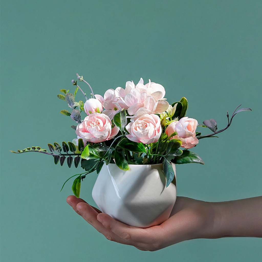 Chậu Hoa Nhân Tạo Tinh Xảo Bằng Nhựa Dùng Trang Trí Phòng Khách Đa Năng