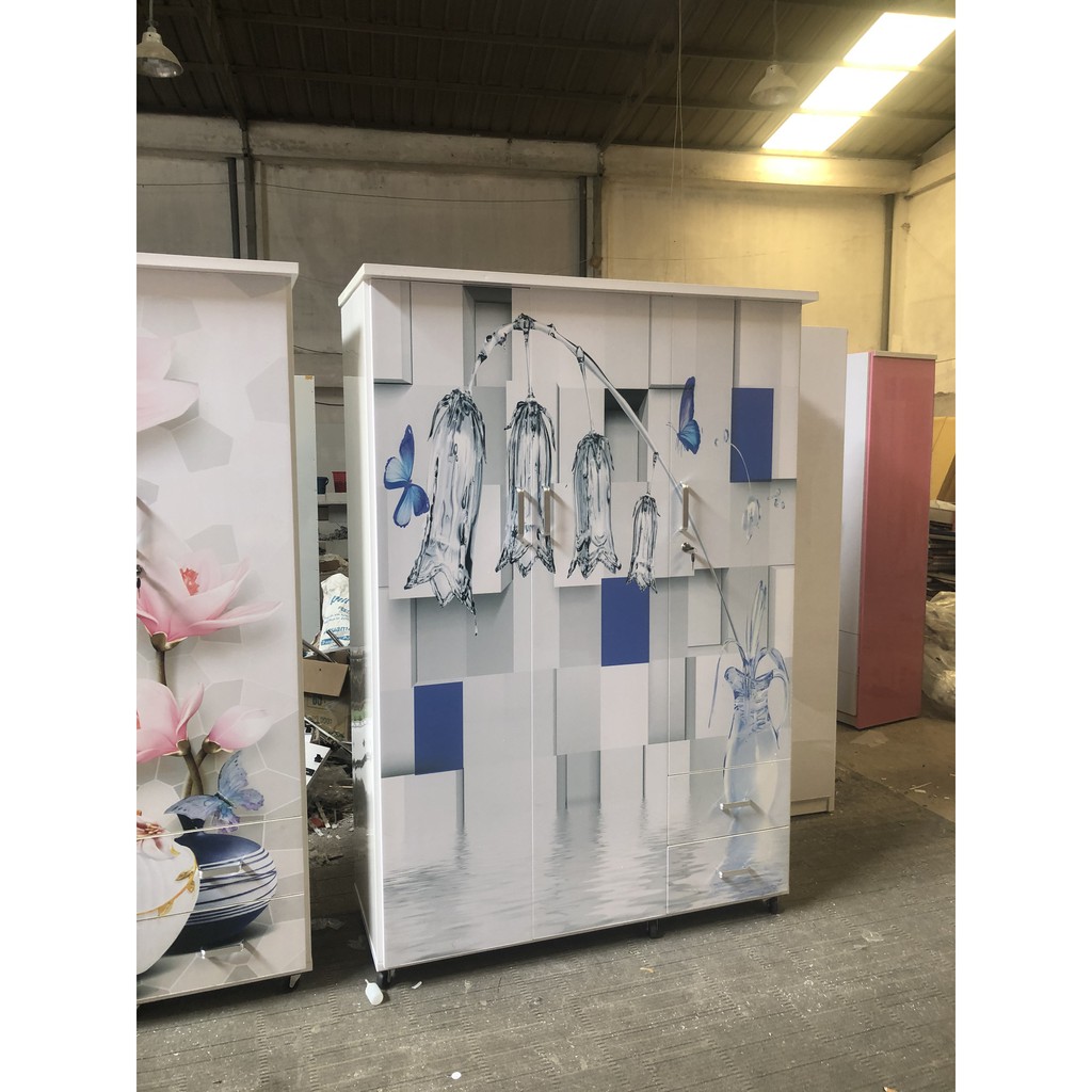 Tủ nhựa 3 cánh 2 ngăn kéo ngang 1m24 cao 1m85 sâu 47cm TN302 có in hình theo yêu cầu | BigBuy360 - bigbuy360.vn
