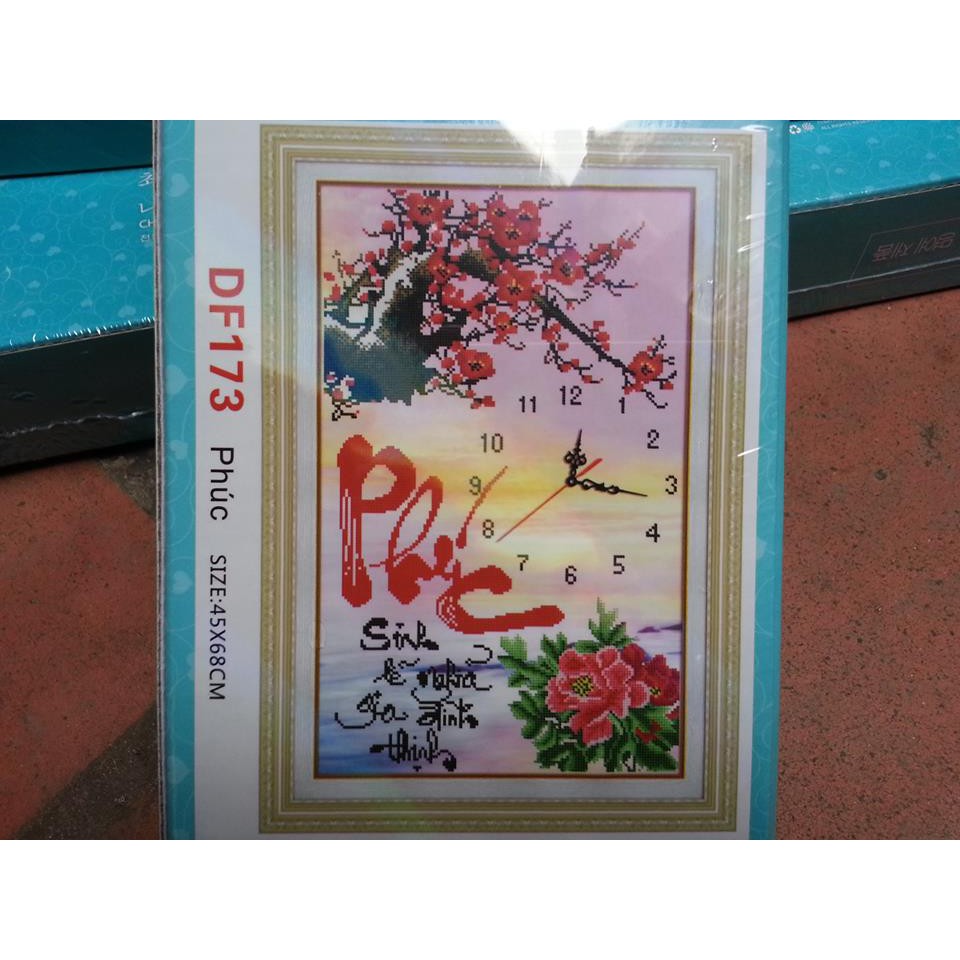Tranh đính đá đồng hồ chữ phúc DF173