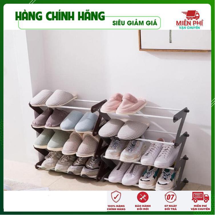 Kệ giày dép 4 tầng chữ Z đa năng, kệ để giày dép, sách vở thanh inox, giá vải, dễ dàng lắp ghép