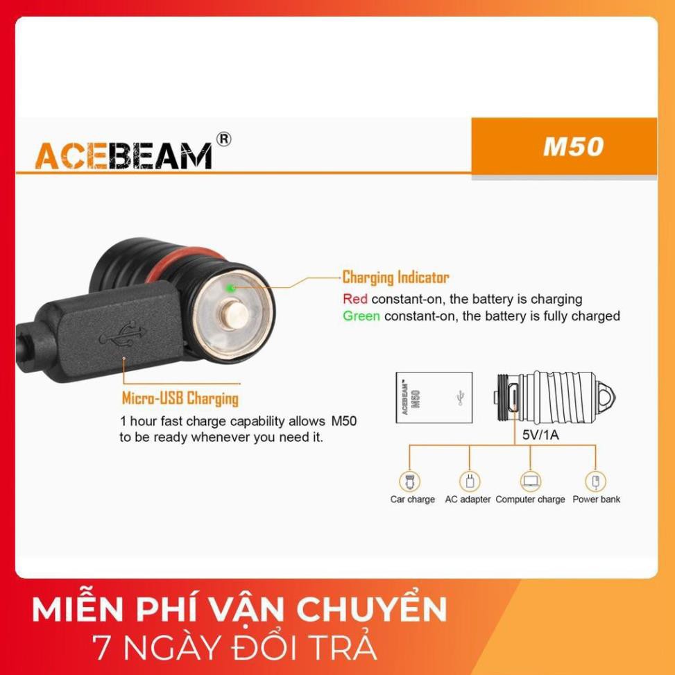 [BH 1 NĂM] ACEBEAM M50 - Đèn pin móc khóa mini cổng sạc USB