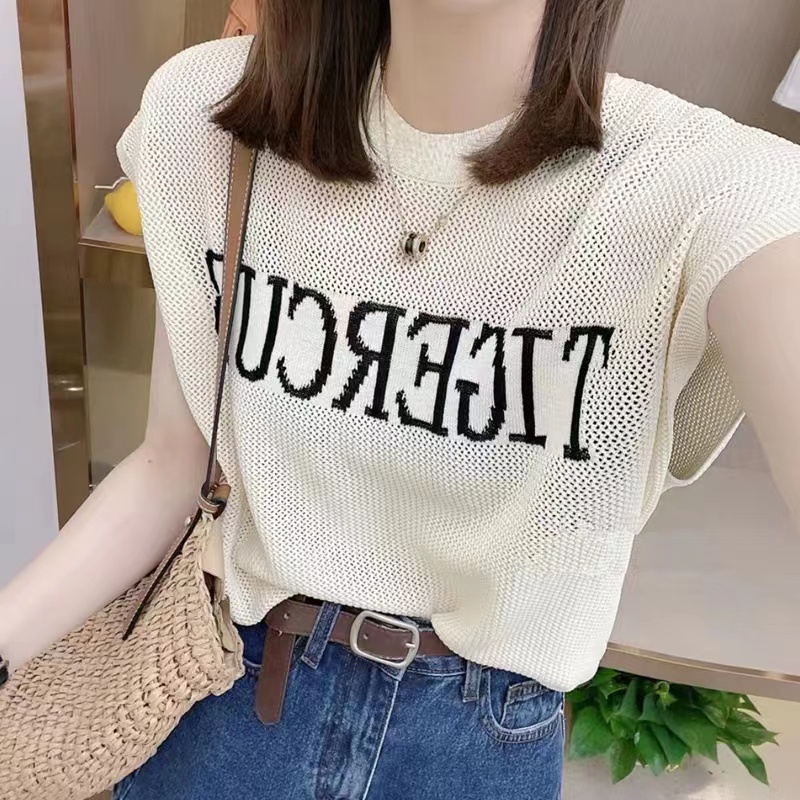 Áo sweater Mỏng Cổ Tròn Dáng Rộng Thiết Kế Chữ Cái Mới Của Hàn Quốc 2022