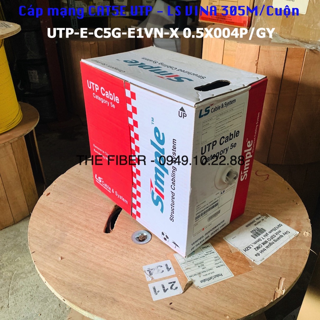 Cáp mạng cắt lẽ 1 Mét CAT5e UTP, 4 đôi, CM, 24AWG, Solid, màu trắng, 305M LS UTP-E-C5G-E1VN-X 0.5X004P/GY