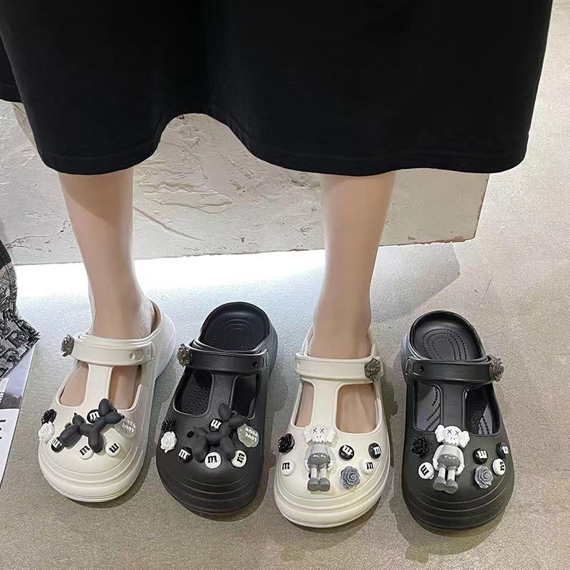 Dép nữ sục hở mũi Gấu Kaws độn đế 3cm tăng chiều cao đi cực êm thời trang ulzzang Hàn Quốc TH-92 (có video thật tự quay)