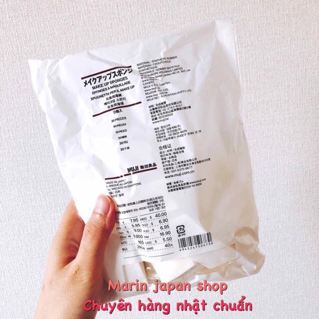 (Sale) Bông mút trang điểm tán kem nền hàng chuẩn Muji Nhật Bản