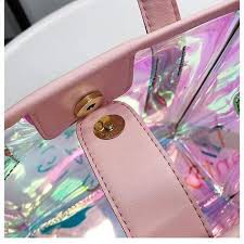Túi xách TWICE hologram thời trang trong suốt da bóng TẶNG ví hologram mini Chonmua365