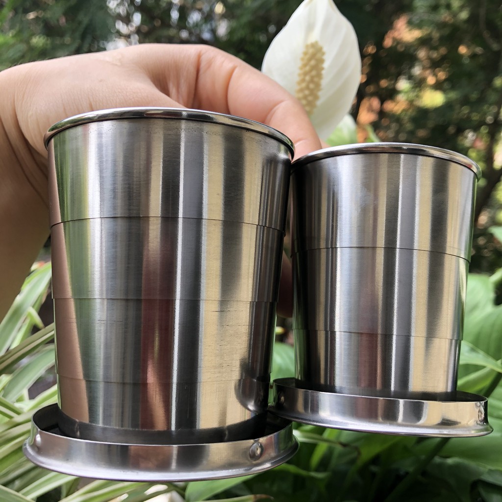 Ly Gấp Gọn Uống Nước Ép Cà Phê Trái Cây - Nhận Khắc Cốc Gấp Gọn Inox Theo Yêu Cầu.