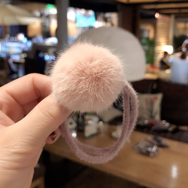 Dây Cột Tóc Cao Su Bọc Vải Lông Thỏ Nhân Tạo Dễ Phối Đồ Phong Cách Hàn Quốc Thời Trang Thu Đông