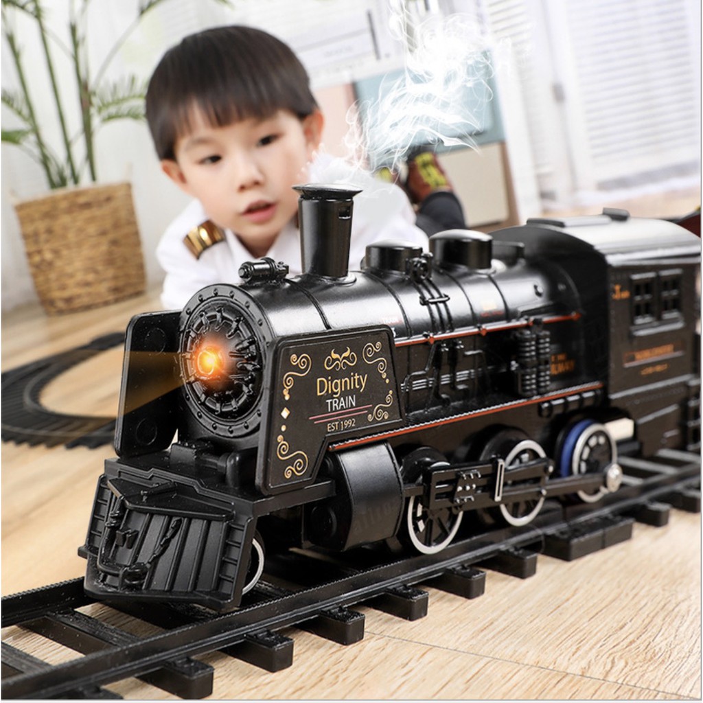 Đồ chơi tàu hoả có Hiệu ứng ánh sáng âm thanh Hơi nước và khói - 181x78cm - Toro House 😍😍