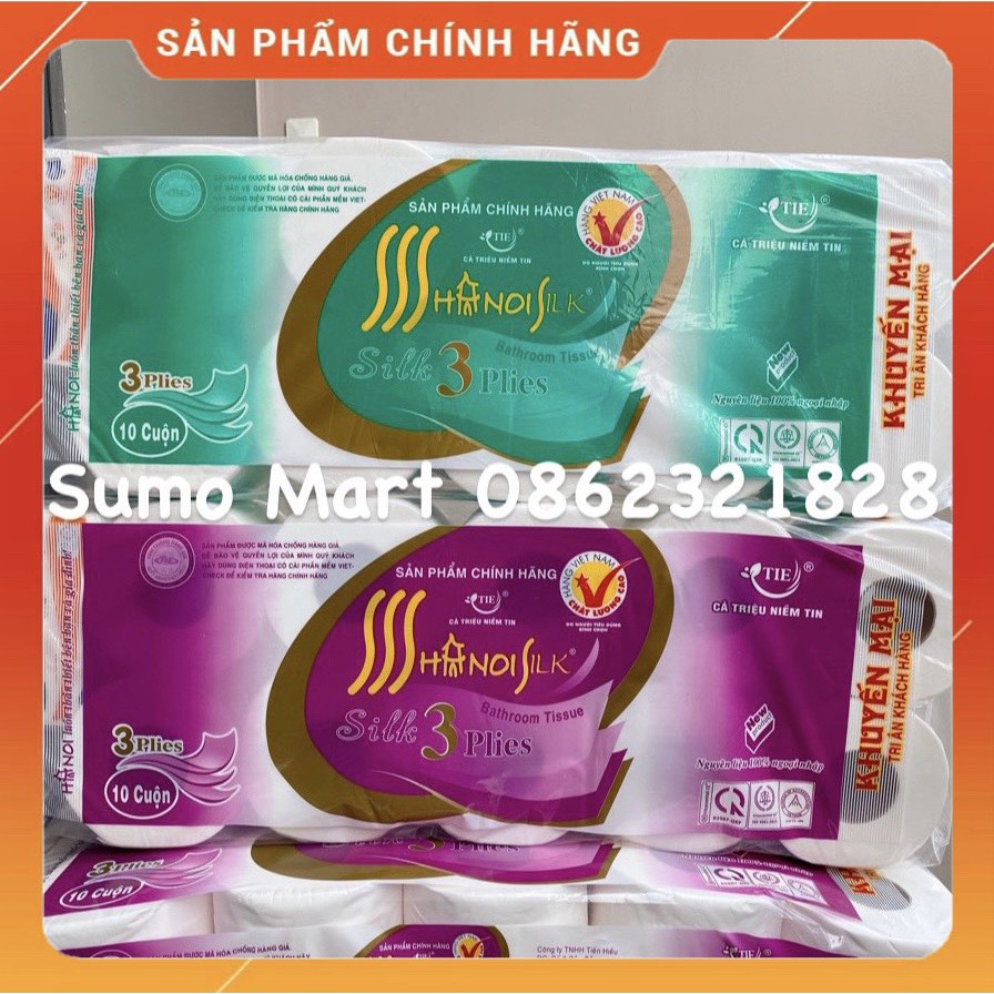 Giấy vệ sinh Hà Nội 10 cuộn 3 lớp công ty Tiến Hiếu