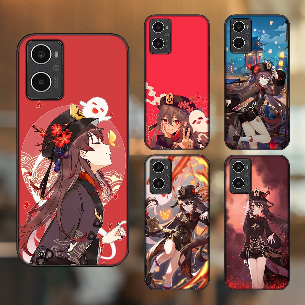 Ốp lưng Oppo A96 4G viền đen in hình Hutao Genshin Impact