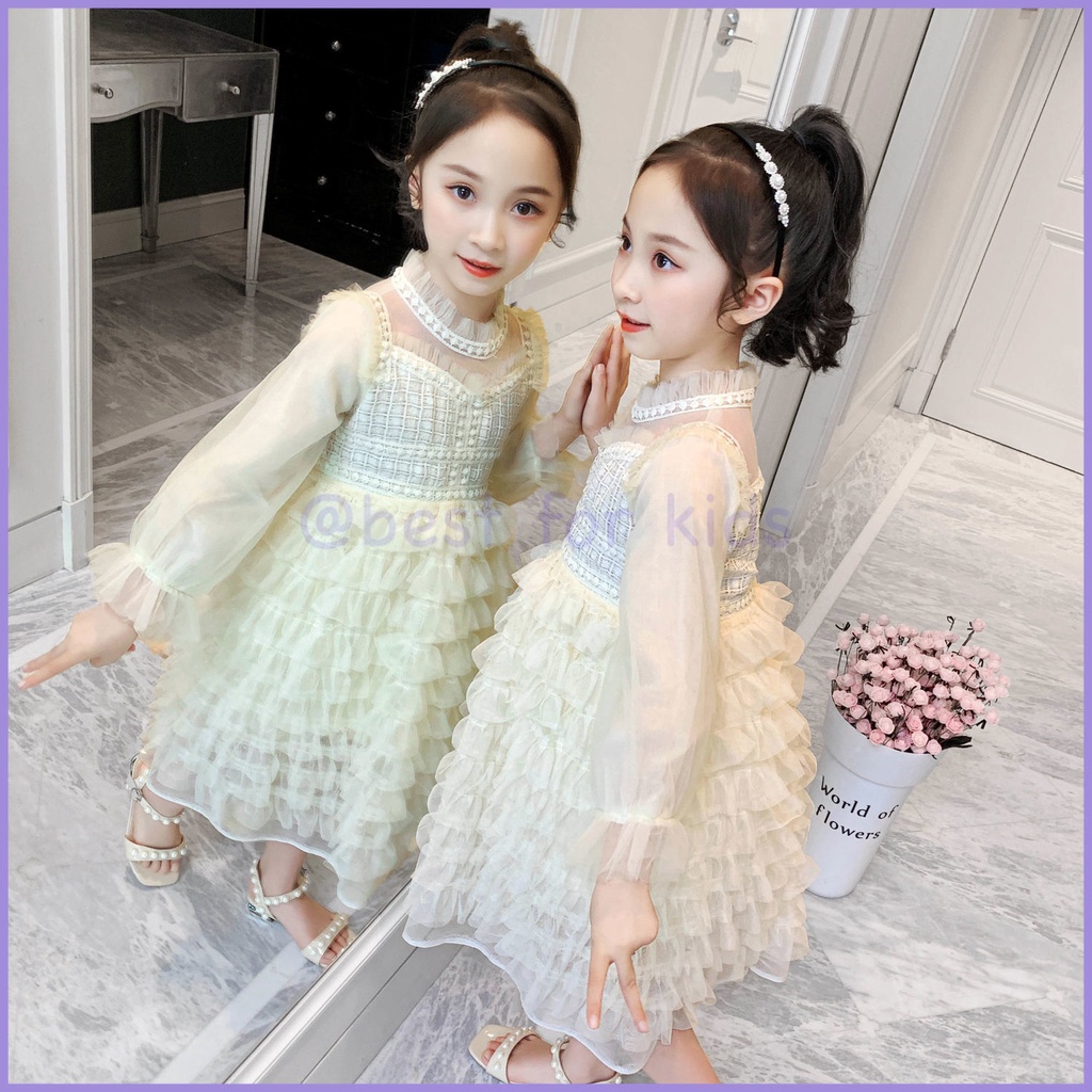 Đầm Công Chúa Tay Dài Thời Trang Mùa Xuân Xinh Xắn Cho Bé Gái