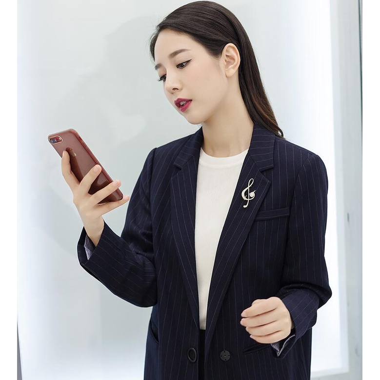 Ghim Cài Áo Hình Nốt Nhạc Đính Đá Lấp Lánh Dễ Thương