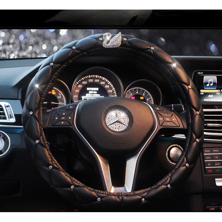 Bọc vô lăng vương miện - thiên nga bọc da đính đá cao cấp, sang trọng cho các dòng xe