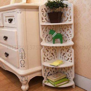 Kệ góc gỗ hoa văn 4 tầng