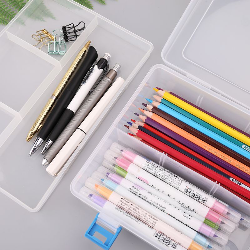 Hộp Đựng Bút Bằng Nhựa Trong Suốt Hai Lớp Tiện Dụng Scho
