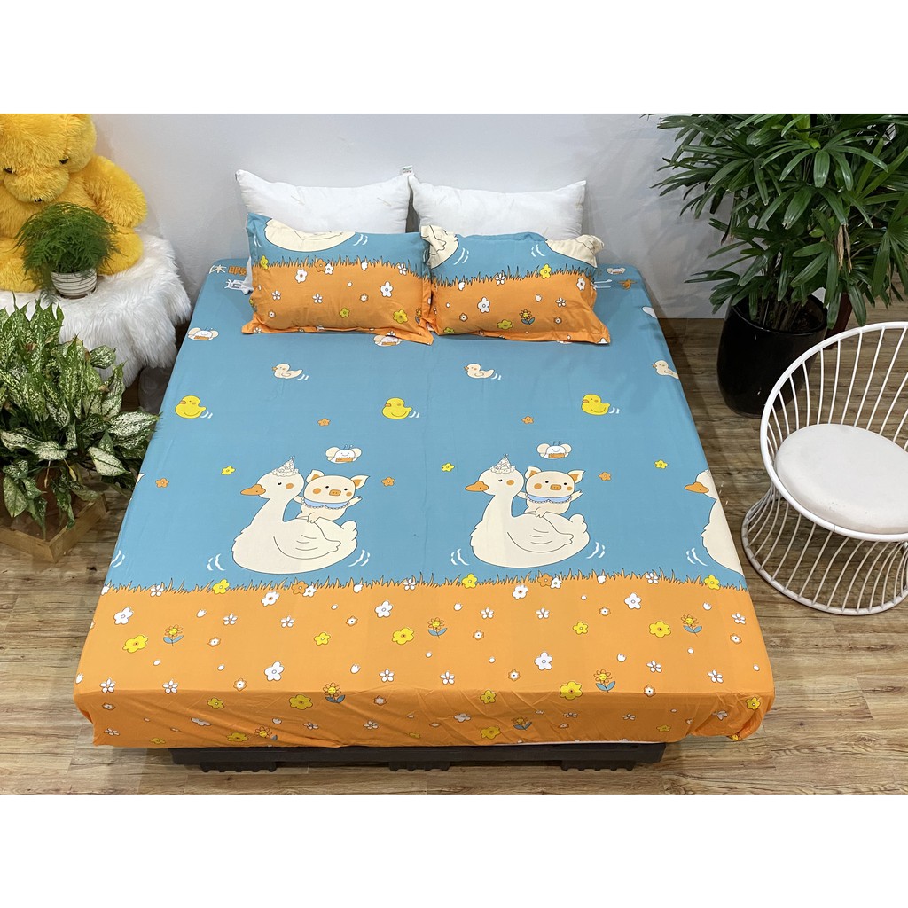 Bộ ga gối 1m6x2m cotton poly,mẫu mới hot 2020,chát chọn mẫu,thiên nga trắng