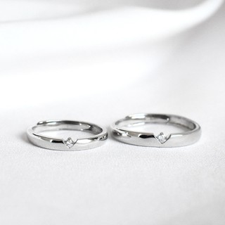 Nhẫn đôi nhẫn cặp nam nữ bạc s925 đinh đá hình thoi Cá jewelry NĐ40