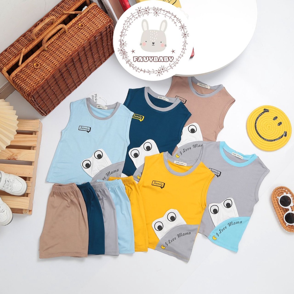 Bộ MINKY MOM Bé Trai Bé Gái 3 Lỗ Thun Lạnh Quần Ngắn Đồ Bộ Mùa Hè Đơn Sắc Hoạ Tiết Độc Đáo Trẻ Em 0 - 7 Tuổi - Favybaby
