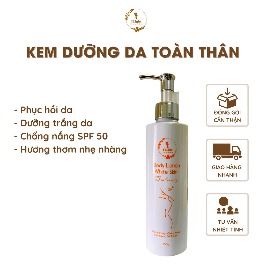 Kem body TLight Body Lotion White Skin SPF 50 PA+++ chống nắng dưỡng trắng toàn thân 250g