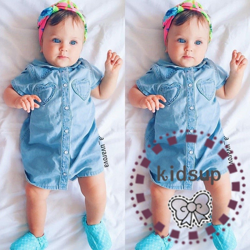 ✸ღ✸Princess Kids Baby Girls Casual Denim T-shirt Party Pageant Dress Skirt Clothes