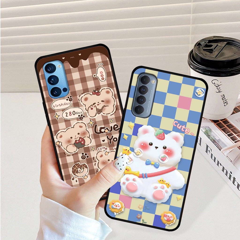 Ốp lưng Oppo Reno 4 - Reno 4 Pro - Reno4 - Reno4 Pro in hình caro gấu thỏ dễ thương