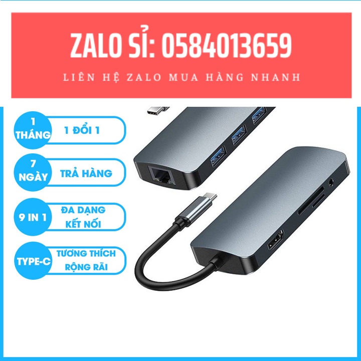 Hub USB Type-C 9 in 1 cho Macbook, Laptop Remax RU-U91 - Hàng chính hãng