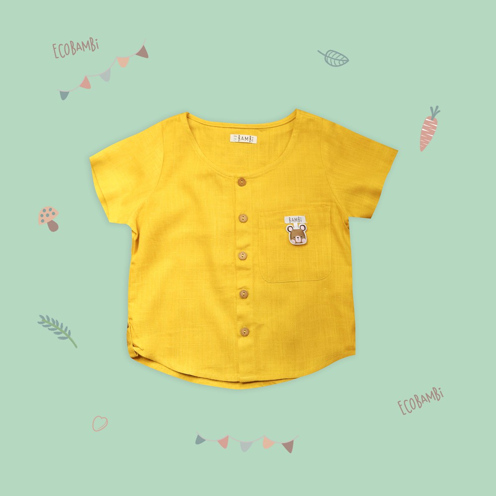 Áo sơ mi cổ tròn linen unisex Ecobambi