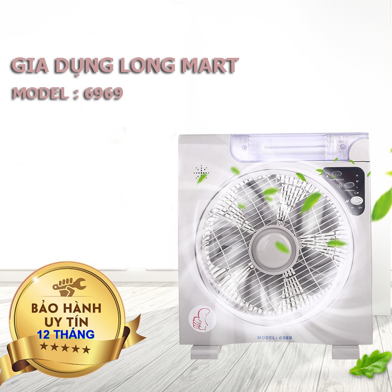 Quạt tích điện đa năng PANASONIC - 6969, Quạt 2 chế độ đèn LED thông minh, Hàng chính hãng, Bảo Hành 12 Tháng