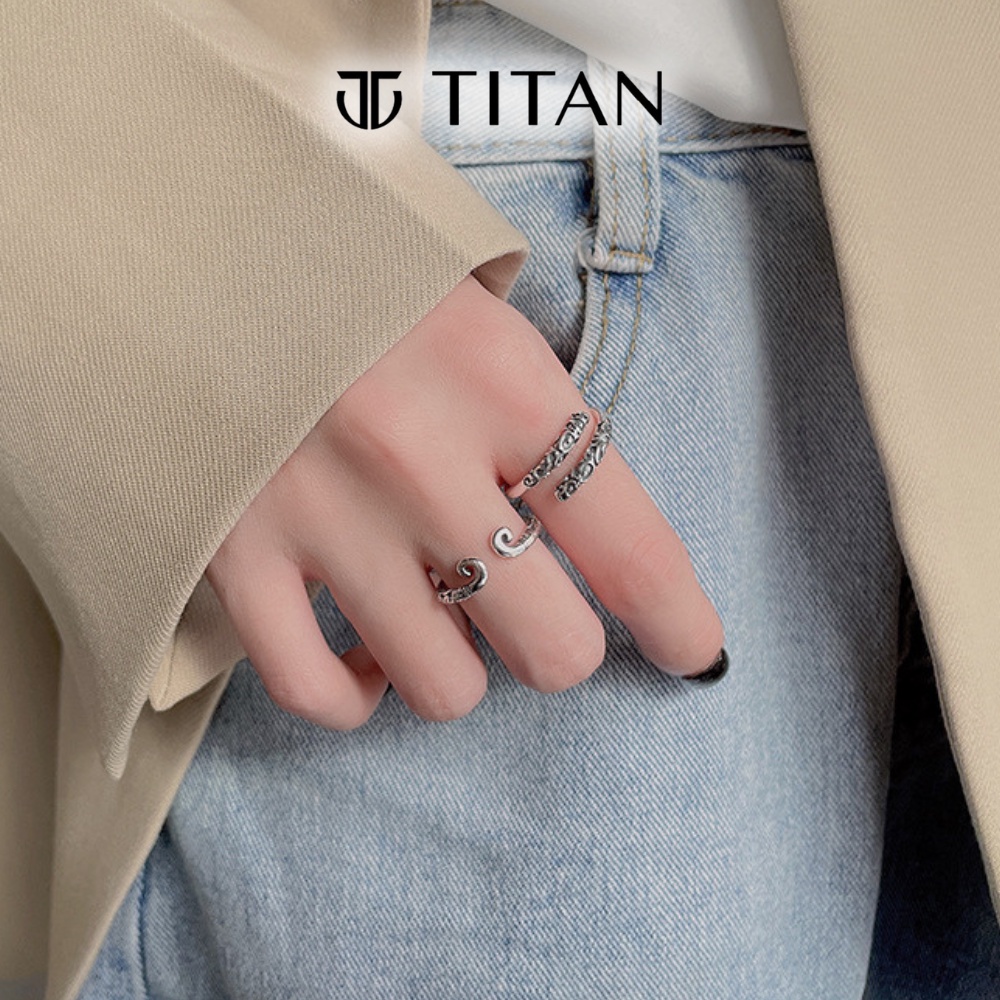 Nhẫn đôi Tôn Ngộ Không, nhẫn nam nữ thời trang Gậy Như Ý và Vòng Kim Cô màu bạc 925, ring Titan Shop freesize unisex